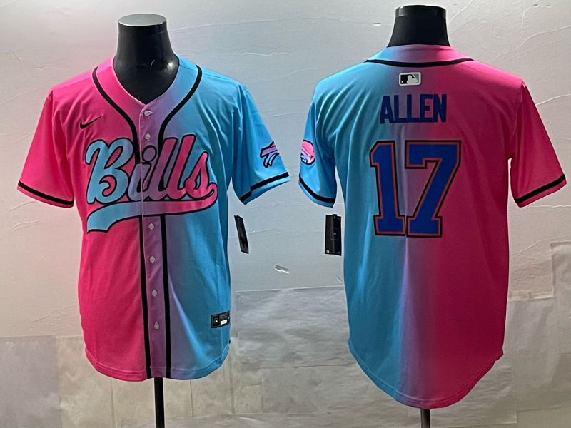 Men Buffalo Bills 17 Allen Blue pink Nike Limited 2025 NFL Jersey style 001